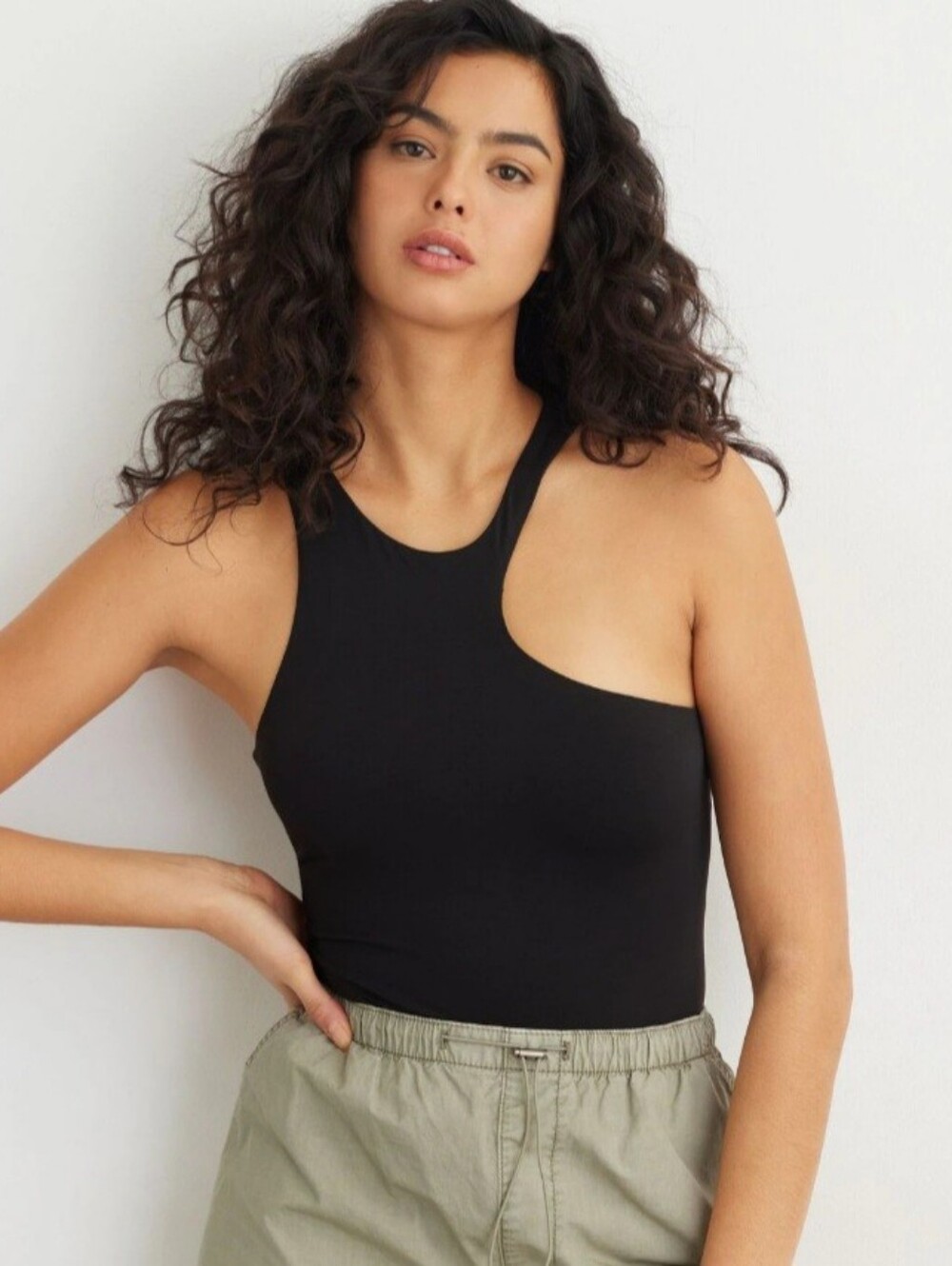 Dynamite Highneck Assym Bodysuit